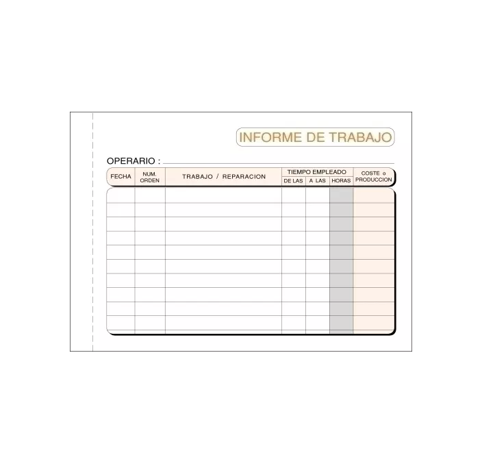 TALONARIO INFORME TRABAJO 8º APAISADO CON COPIA LOAN T-137