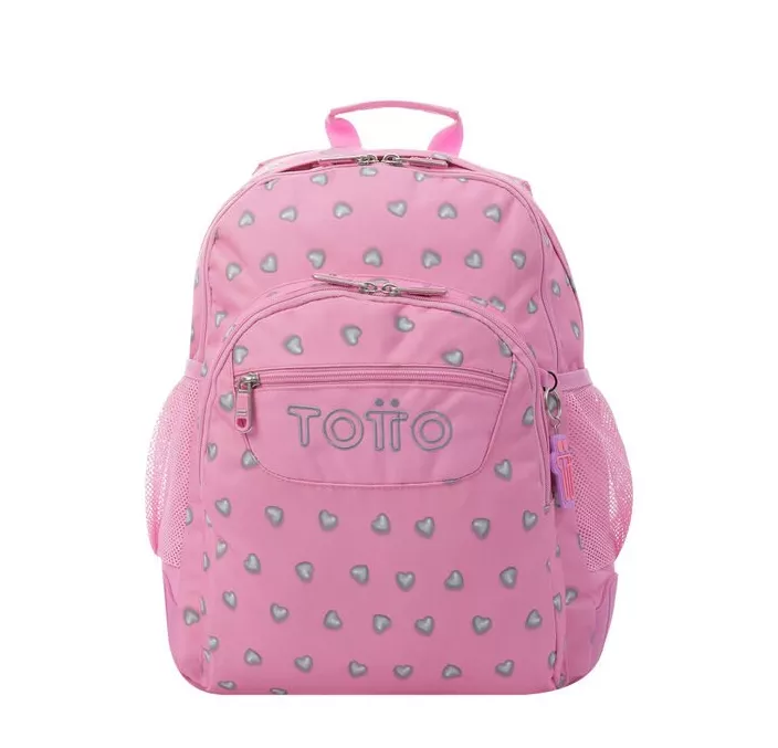 MOCHILA ESCOLAR DOBLE CORAZONES ROSAS TOTTO MA04ECO029-2120N-7IU