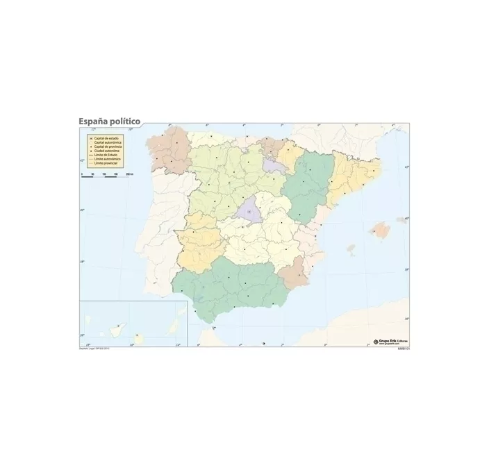 MAPA MUDO ESPAÑA POLITICO ERIK MM0101