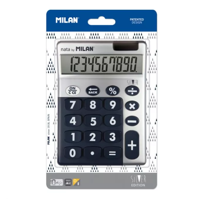 CALCULADORA 10 DIG SILVER AZUL BLISTER MILAN 159906SLBBL