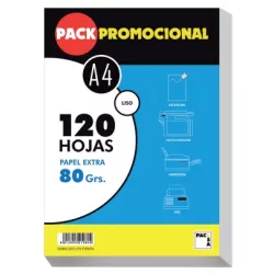 PAPEL A4 120H 80GRS BLANCO SATINADO NORMAL PACSA 21280