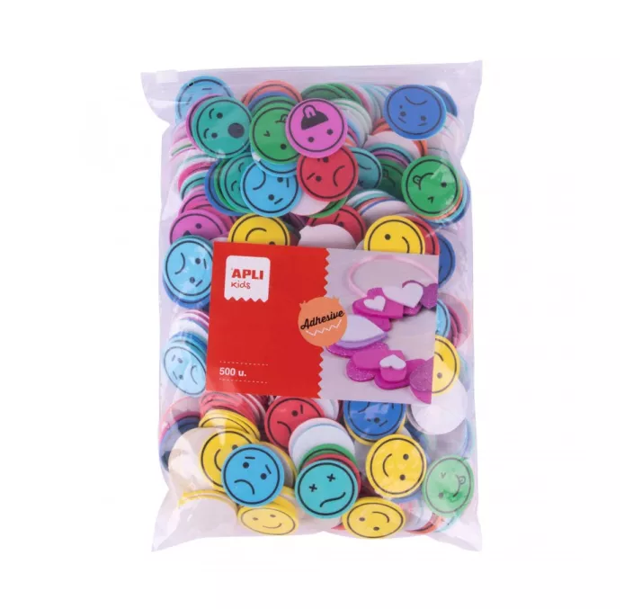 CARAS EXPRESIONES ADHESIVAS GOMA EVA 500U Ø3,5CMAPLI 18752