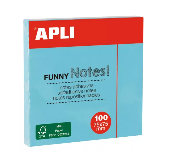 NOTA ADHESIVA 75X75 100H AZUL PASTEL APLI 19085