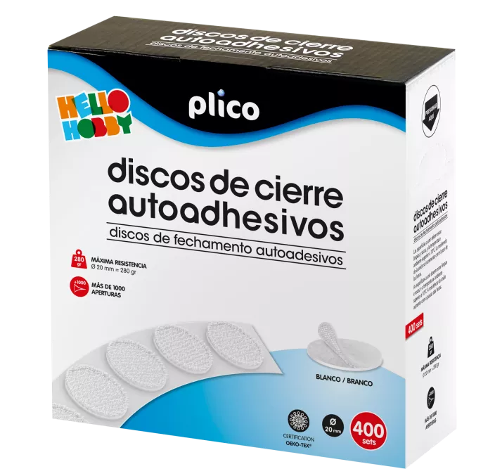 DISCO VELCRO ADHESIVO 20MM 400U BLANCO PLICO 13334