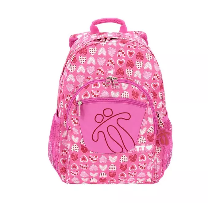 MOCHILA ESCOLAR DOBLE CORAZONES FUCSIA TOTTO MA04ECO021-1710N-1I3