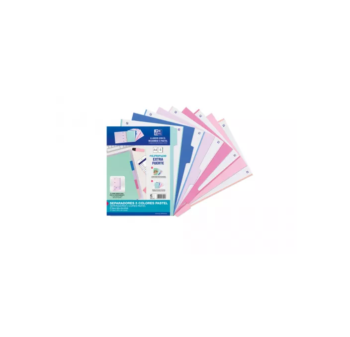 SEPARADOR A4 5 POSICIONES COLORES PASTEL OXFORD 400159036