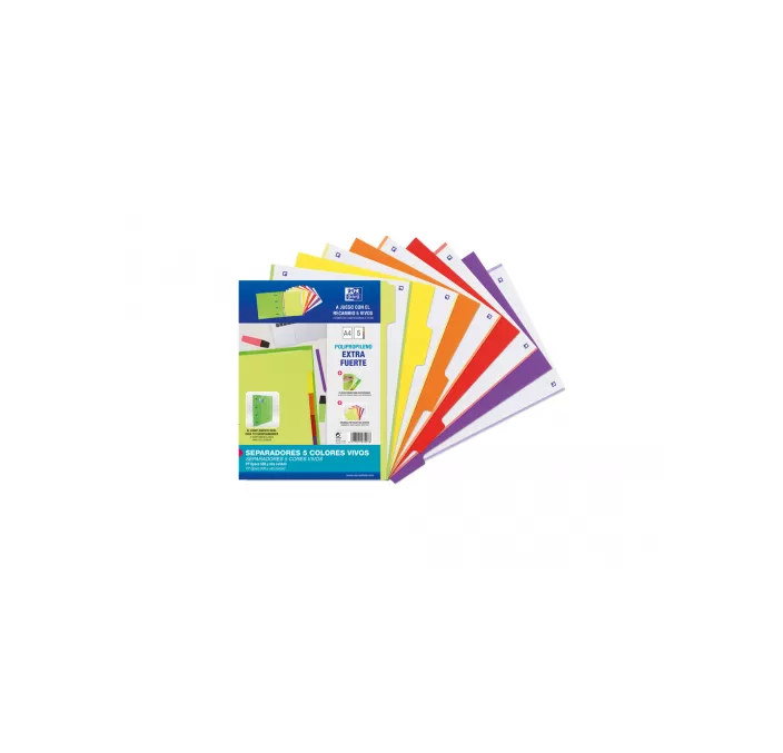 SEPARADOR A4 5 POSICIONES COLORES VIVOS OXFORD 400159037