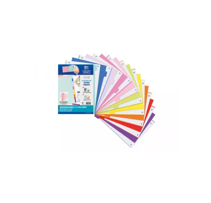 SEPARADOR A4 10 POSICIONES COLORES VIVOS Y PASTEL OXFORD 400159038