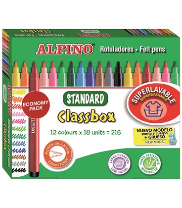 Rotuladores colores schoolpack 216 uds.(12 colores) standart alpino ar0001 - 114191