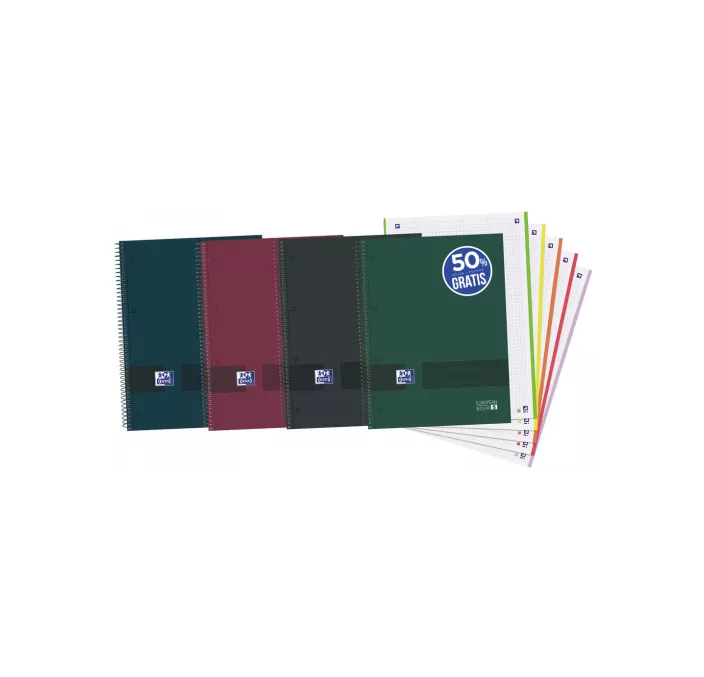 CUADERNO ESPIRAL A4 5X5 120H 90G MICROPER. TDURA OSCUROS OXFORD 400159032
