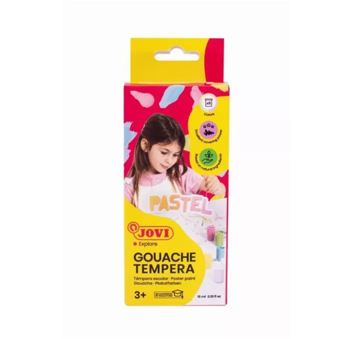 TEMPERA GOUACHE 15ML 6 COLORES PASTEL+PINCEL JOVI 520P