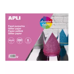 CARTULINA PURPURINA 32X24 BLOC 6H COLORES SURTIDOS APLI 17597