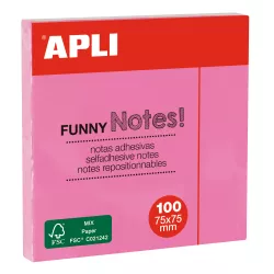 NOTA ADHESIVA 75X75 100H ROSA PASTEL APLI 19082