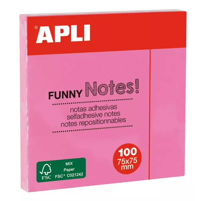 NOTA ADHESIVA 75X75 100H ROSA PASTEL APLI 19082