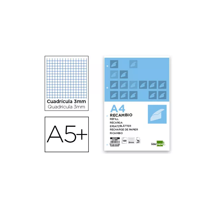 RECAMBIO 4º 4 ANILLAS 3X3 100H 90GRS LIDERPAPEL RC05 29675