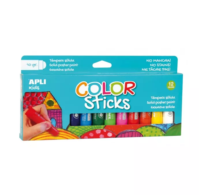 TEMPERA SOLIDA COLOR STICKS 10G 12U APLI 14228
