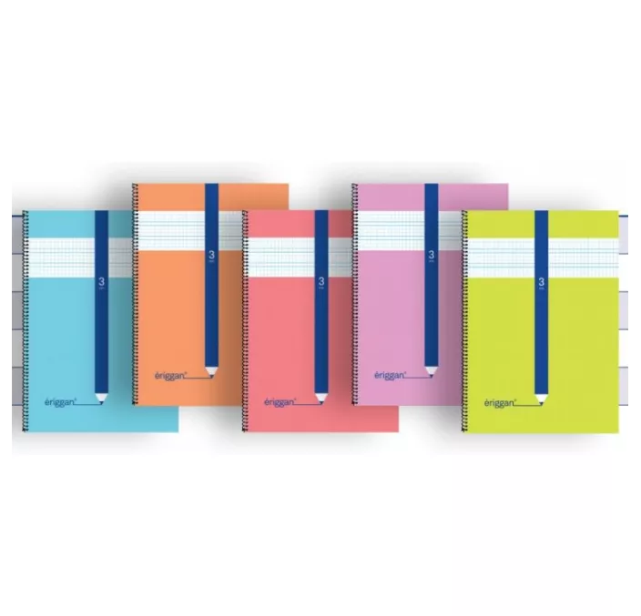 CUADERNO ESPIRAL Fº CUADROVIA 4MM 80H 70G TAPA CARTON SURTIDO ERIGGAN NSFB4