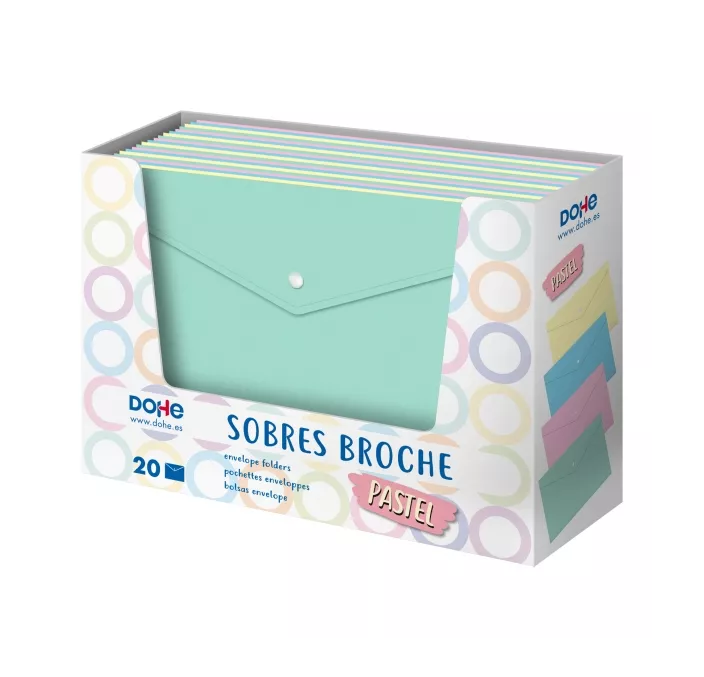 SOBRE BROCHE Fº APAISADO PP COLORES PASTEL SURTIDOS DOHE 91529