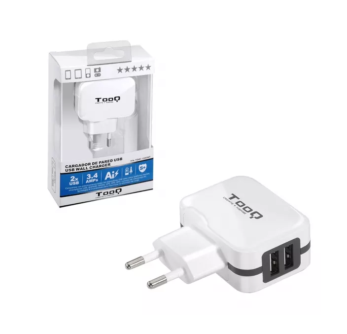 CARGADOR USB 2 ENTRADAS TOOQ - TQWC-11S02WT DOHE 20181