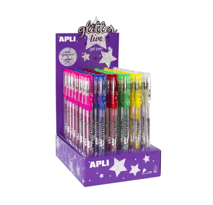 BOLIGRAFO GEL PURPURINA SURTIDOS APLI 15229