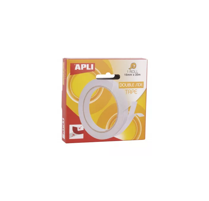 CINTA ADHESIVA 15MMX20M DOBLE CARA TRANSPARENTE APLI 17723