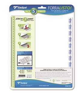 Forro libro ajustable 29x55 blister 5u. forralisto sadipal 02209