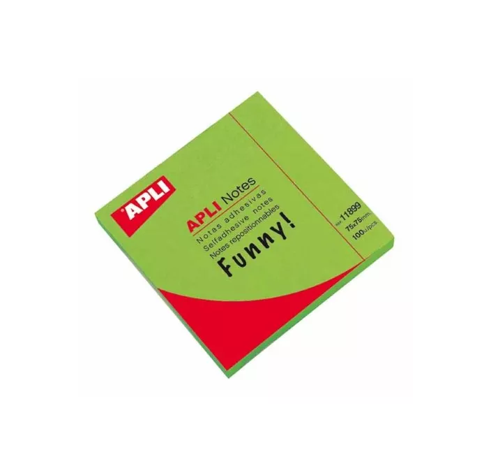 NOTA ADHESIVA 75X75 100H VERDE BRILLANTE APLI 11899