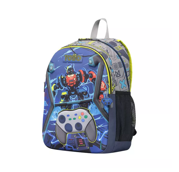 MOCHILA ESCOLAR GRANDE VIDEO JUEGOS TOTTO MJ04MNK003-2310-4YIL