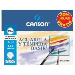 LAMINA ACUARELA BASIK A4+ 370GRS 6H GUARRO C400110488