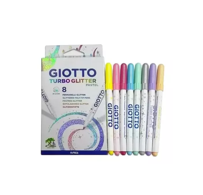 ROTULADOR ESCOLAR TURBO GLITTER PURPURINA PASTEL C.8 GIOTTO F426300