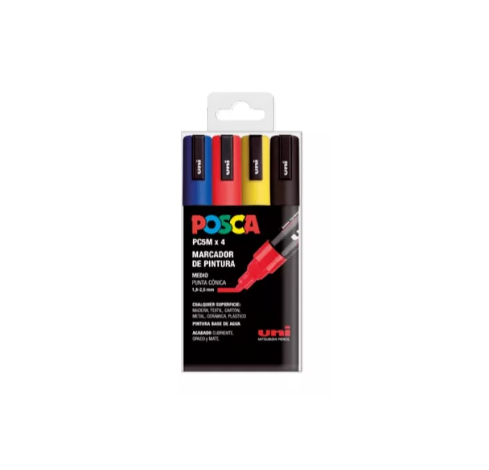 ROTULADOR PERMANENTE 2.5MM ESTUCHE BASIC PC-5M/4C POSCA UNI 182634681