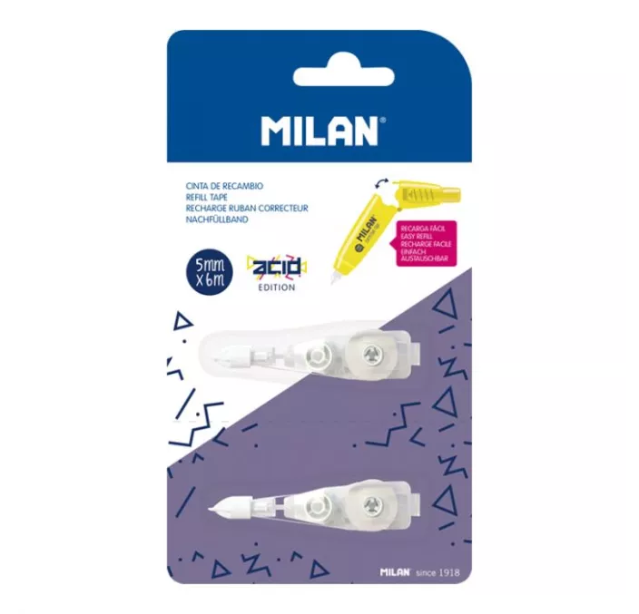 RECAMBIO CORRECTOR CINTA PUSHER ACID 2X 5MMX6M MILAN BWM10443