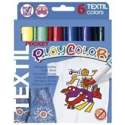 TEMPERA SOLIDA TEXTIL 6 UND 5GRS COLORES SURTIDOS PLAYCOLOR 10501