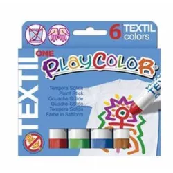 TEMPERA SOLIDA TEXTIL 6UND 10GRS COLORES SURTIDOS PLAYCOLOR 10401