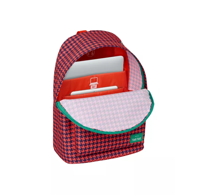 MOCHILA GRANDE ORDENADOR "PATA DE GALLO CORAL" SAFTA 103808