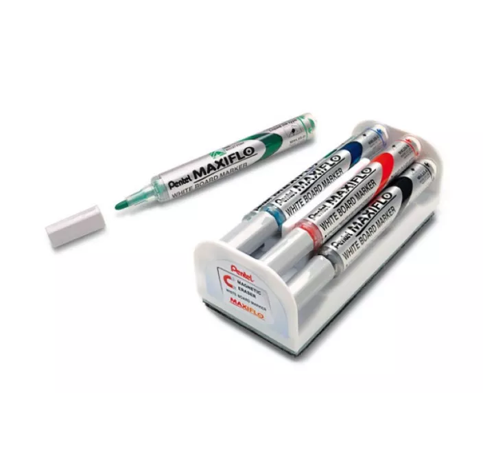 ROTULADOR PIZARRA BLANCA + BORRADOR PACK.4 MAXIFLO PENTEL MWL5S-4N