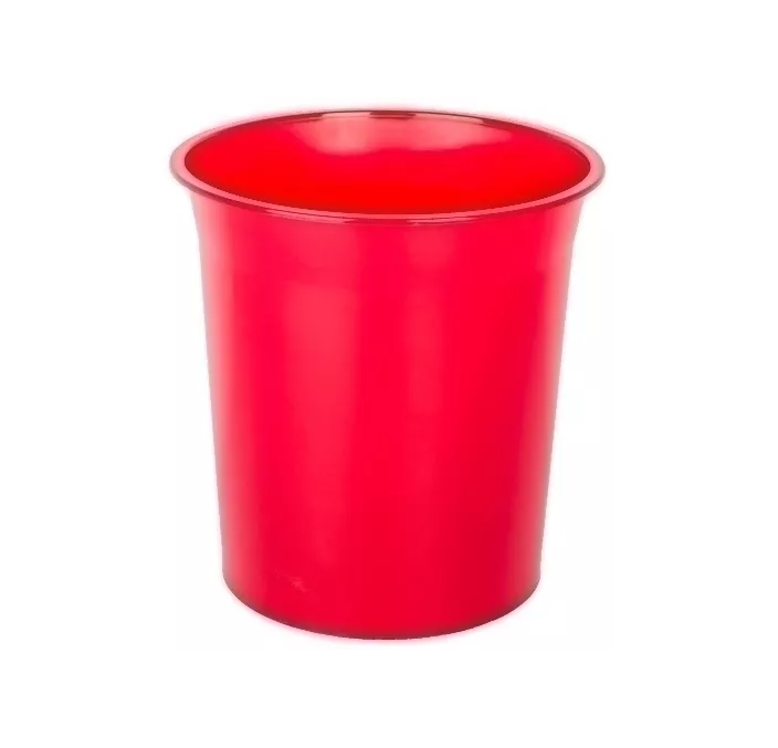 PAPELERA PLASTICO CERRADA 16 LITROS TRASLUCIDO ROJA PTRRO 14401064