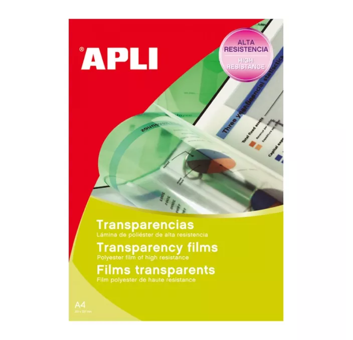 TRANSPARENCIAS A4 100MICRAS 20H LASER APLI 01268