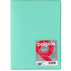 CARPETA 20 FUNDAS Fº MINT TURQUESA TRANSLUCIDA POLIPLAS GRAFOPLAS 01451226