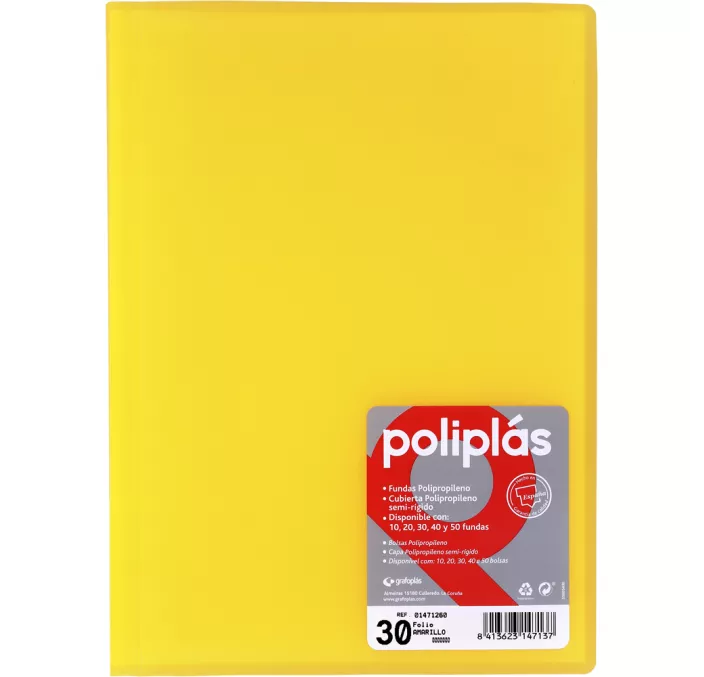 CARPETA 30 FUNDAS Fº AMARILLO TRANSLUCIDO POLIPLAS GRAFOPLAS 01471260