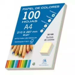 PAPEL A4 80GR 100H COLORES PASTEL DOHE 30195