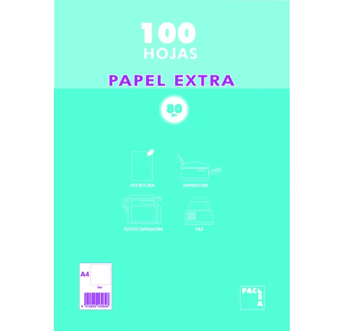 PAPEL A4 100H 80GRS BLANCO SATINADO NORMAL PACSA 21811