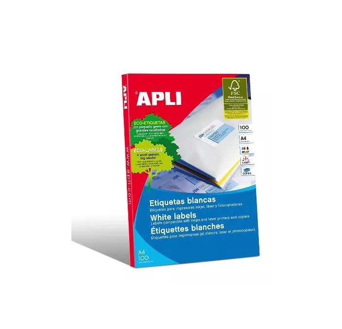 ETIQUETA POLIV. A4 100H 38MMX21,2MM 6500U C/R/B APLI 01283