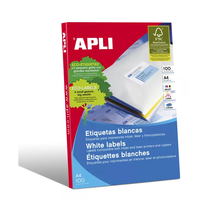 ETIQUETA POLIV. A4 100H 70MMX16.9MM 5100 C/R/B APLI 01294