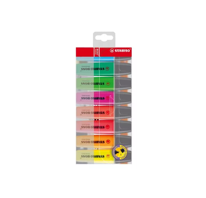 MARCADOR FLUORESCENTE ESTUCHE 8 COLORES BOSS STABILO 70/8