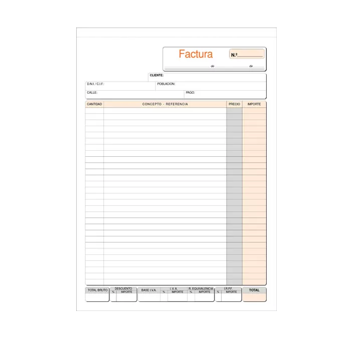 TALONARIO FACTURA Fº NATURAL 50H ORIGINAL+COPIA LOAN T-56