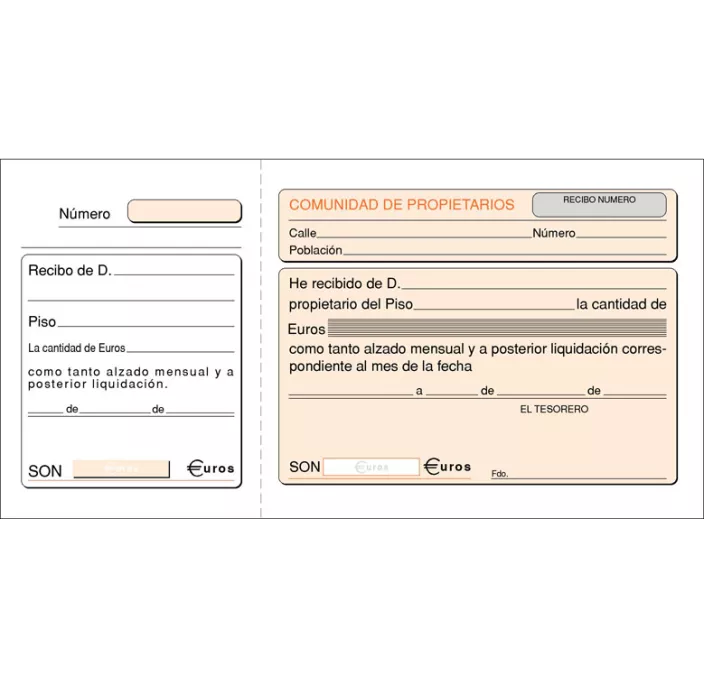 TALONARIO RECIBO C. PROP. 207X109MM 100H ORIG. N. LOAN T-48