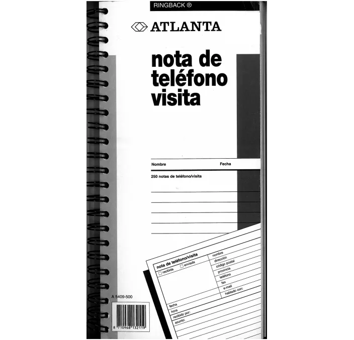 CUADERNO 250H TELEFONO/VISITAS MENSAJES ATLANTA A5409.500