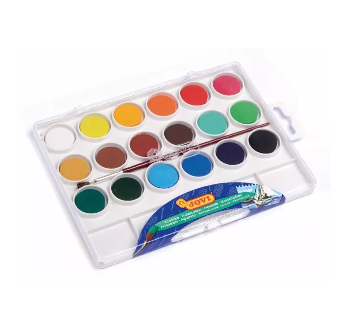 ACUARELA + PINCEL + PALETA C.18 COLORES JOVI 800/18 0536