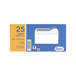 SOBRE BLANCO 110X220 OPEN PACK.25 SAM 665096 650960